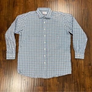 OOBE Oobe Brand Button Down Shirt White Blue Plaid Long Sleeve Men’s Size XL.